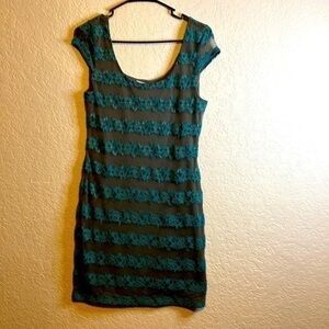 CANDIES lined embroidered teal and grey tank dress lg